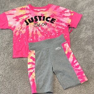 Justice Pink and Gray Tie-Dye Outfit